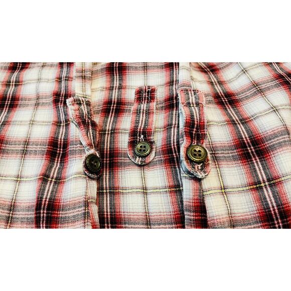 MILLENIUM LONG SLV, BUTTON-UP, POINTED COLLAR SHIRT, WOMENS, 3X, RED GREY PLAID - Picture 10 of 12